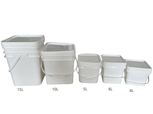 2L 4L 5L 10L cuadrados baldes de plástico con tapa y manija Logotipo de impresión a color personalizado