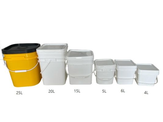 2L 4L 5L 10L cuadrados baldes de plástico con tapa y manija Logotipo de impresión a color personalizado
