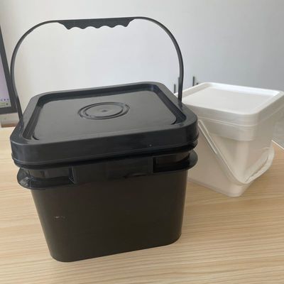Cubo de plástico de construcción con tapa y mango verde negro amarillo de impresión de pantalla de seda