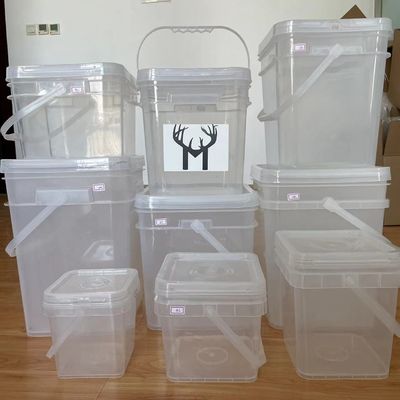 3L 4L 5L 6L 8L 10L 20L Cubo de plástico cuadrado transparente cubo de plástico con material de tapa