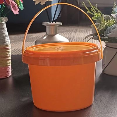 Conservación y organización de los alimentos para mascotas 2L recipiente redondo de plástico de cubo con tapa hermética