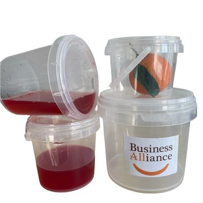 Personalizar 300ml 500ml 750ml redondo 1L de plástico transparente cubo de balde con tamaño personalizable