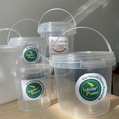 Cubo de plástico de calidad alimentaria con tapas y mango 500 ml 750 ml 1L 2L 3L 5L Tamaños ISO certificado