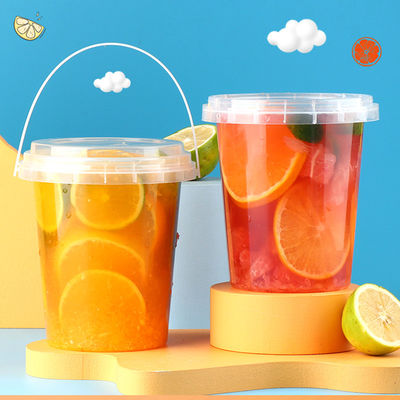 8oz 12oz 24oz 32oz fruta yogur leche té para llevar cubo de plástico con tapa y moderno