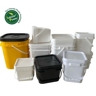 Cubo de plástico impreso IML industrial cuadrado transparente o blanco para contenedores de piensos para animales