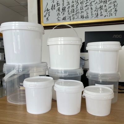 Cubo de plástico redondo de 300 ml-15 L con tapa y manija Contenedor blanco
