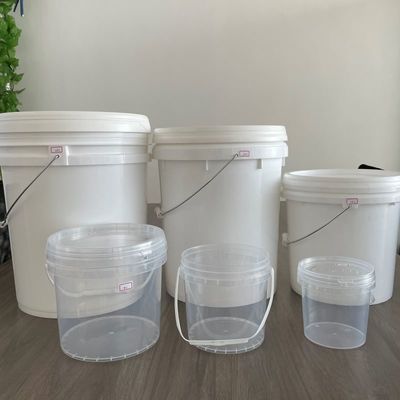 Cubo de plástico redondo de 300 ml-15 L con tapa y manija Contenedor blanco