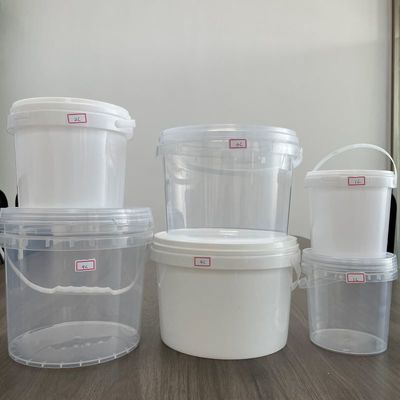 Cubo de plástico redondo de 300 ml-15 L con tapa y manija Contenedor blanco