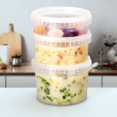 Baldes de plástico personalizados de 300ml 500mL 750ml con tapa para yogur helado ajo pasta y salsa