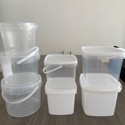 Impresión de pantalla de seda de algodón de dulces cubo con tapa hermética redonda contenedor de alimentos transparentes