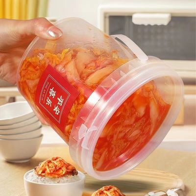 Contenedor de embalaje de bebidas para alimentos Cubo de plástico redondo con tapa 1L 2L 3L 4L 5L
