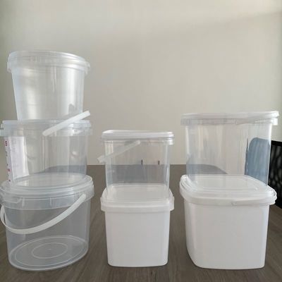 Cubo de plástico transparente de grado alimenticio con impresión de transferencia de calor y sello a prueba de alteraciones