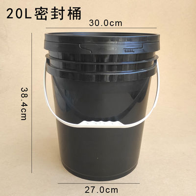 20L Cubo de plástico negro para herramientas Cubo de cubierta y manija