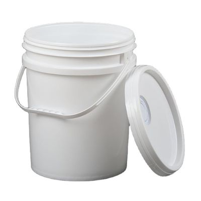 Cubo de plástico blanco de grado alimenticio de 5 galones redondo personalizado con tapa y mango de balde de plástico