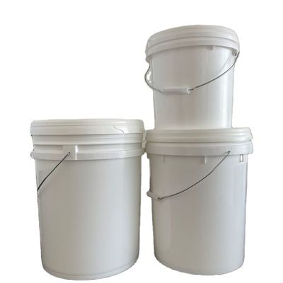 Cubo de plástico blanco de grado alimenticio de 5 galones redondo personalizado con tapa y mango de balde de plástico