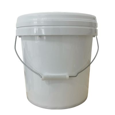 Cubo de plástico de PP blanco de 8L personalizado con tapa y manija de material resistente a productos químicos