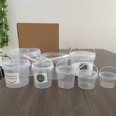 Contenedor de miel de caramelo de yogur Cubo de plástico redondo con tapa de 1,0 a 2,5 mm de espesor