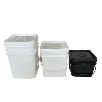 5L 10L 15L 20L 25L cuadrados de plástico cubo con tapa y mango Construcción de trabajo pesado esencial