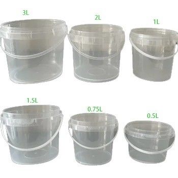 Contenedor de plástico redondo o cuadrado personalizado con tapa 300ml 500ml 750ml 1L balde transparente