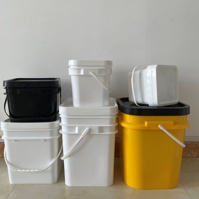 Tambores de plástico cuadrados de construcción con tapa y mango de carga 5L 10L 15L 20L 25L