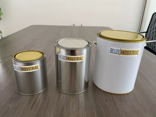 Personalice su embalaje Jar de metal redondo 1L-5L con mango para pintura y salsa